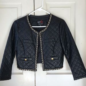 Red Snap Black Faux-Leather Jacket
